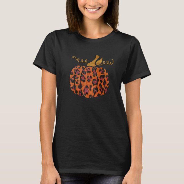 T-shirt Citrouille empreinte de léopard orange (Devant)