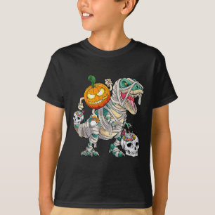 T-shirt Citrouille équitation Mummy Dinosaur T rex Hallowe