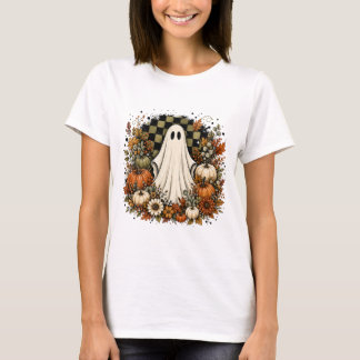 T-shirt Citrouille fantôme florale Cottagecore