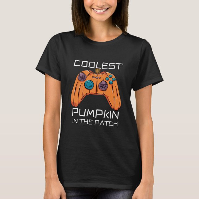 T-shirt Citrouille Gamer le plus froid dans le patch (Devant)