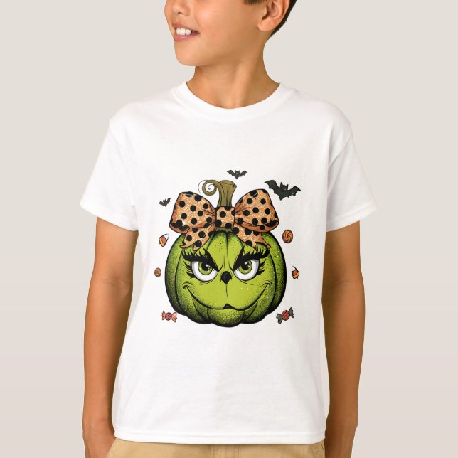 T-shirt Citrouille Grinc Coquette Citrouille Halloween Éff (Devant)
