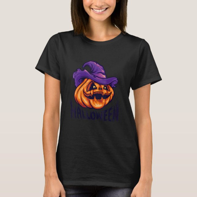 T-shirt Citrouille Jack O'Lantern Face Mal Sourire Hallowe (Devant)