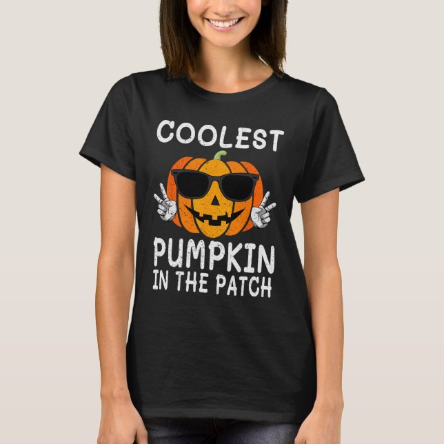 T-shirt Citrouille Le Plus Cool Dans Le Patch Fun Boys Fil (Devant)