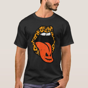 T-shirt Citrouille Lèvres Léopard Adulte Halloween Costume