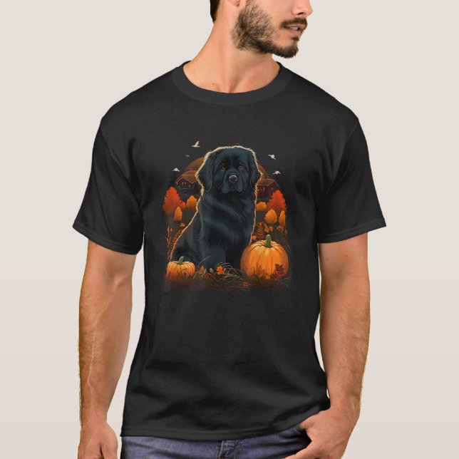 T-shirt Citrouille Newfie Costume de chien sur Newfoundlan (Devant)