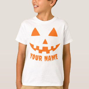 T-shirt Citrouille Orange Personnalisé Halloween Nom de l'