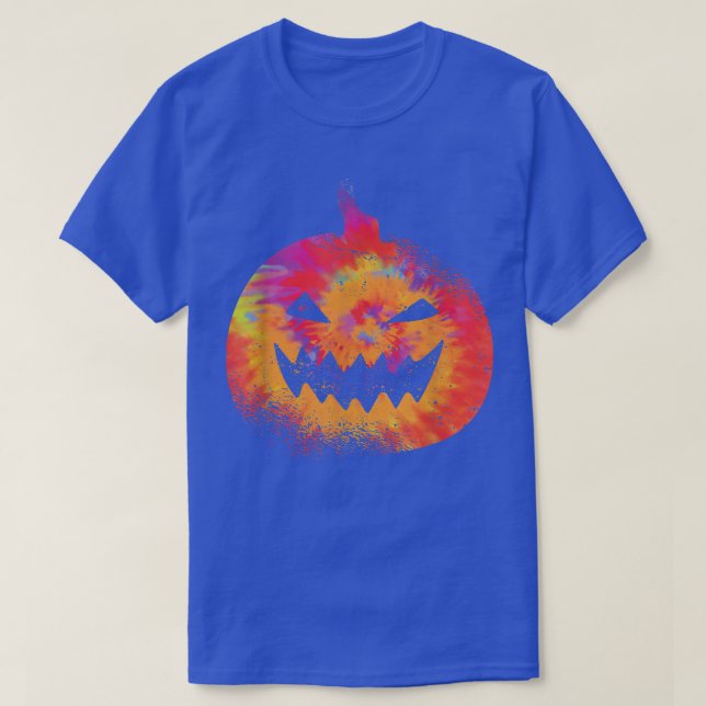 T-shirt Citrouille Orange Tie Dye Jack O Lantern Halloween (Design devant)