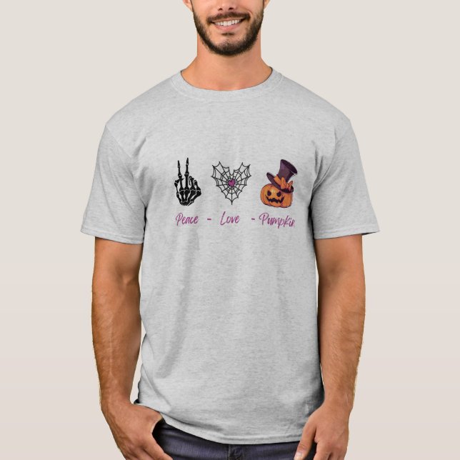 T-shirt Citrouille Peace Love | Graphique d'automn (Devant)