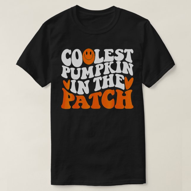 T-shirt Citrouille Retro Coolest Dans Le Patch Halloween (Design devant)