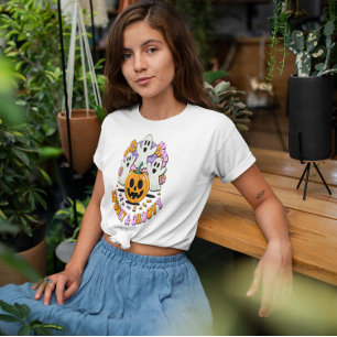 T-shirt Citrouille rétro Éffrayant Fantômes Super Hallowee
