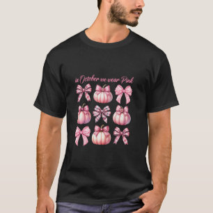 T-shirt Citrouille Rose Coquette Bow En Octobre Nous Porto