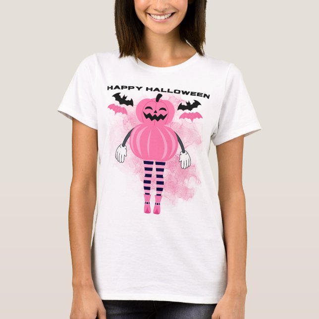 T-shirt citrouille rose Halloween (Devant)
