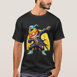 T-shirt Citrouille sans tête de squelette Dabbing Dab Dans