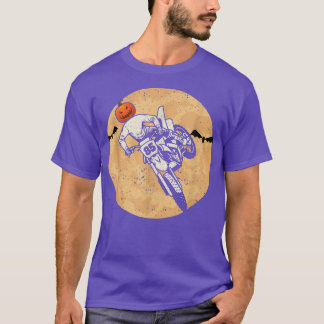 T-shirt Citrouille Skeleton Dirt Bike Rider Halloween Moto
