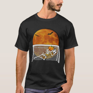 T-shirt Citrouille Skeleton Soccer But Keeper Halloween Bu
