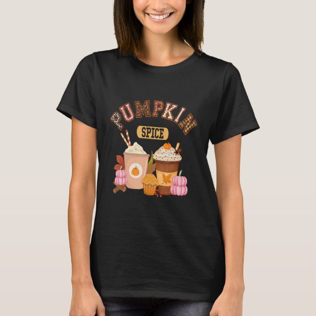 T-shirt Citrouille Spice Latte Café Halloween Hello Fall S (Devant)