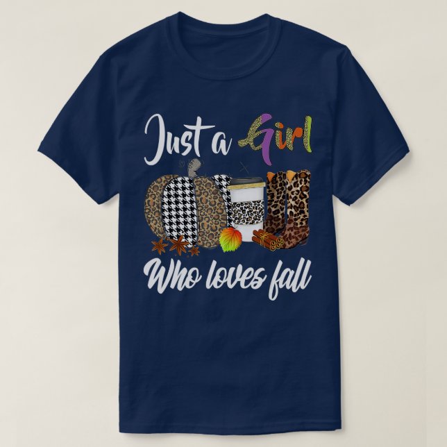 T-shirt Citrouille Spice Latte Feuilles Juste Une Fille Qu (Design devant)