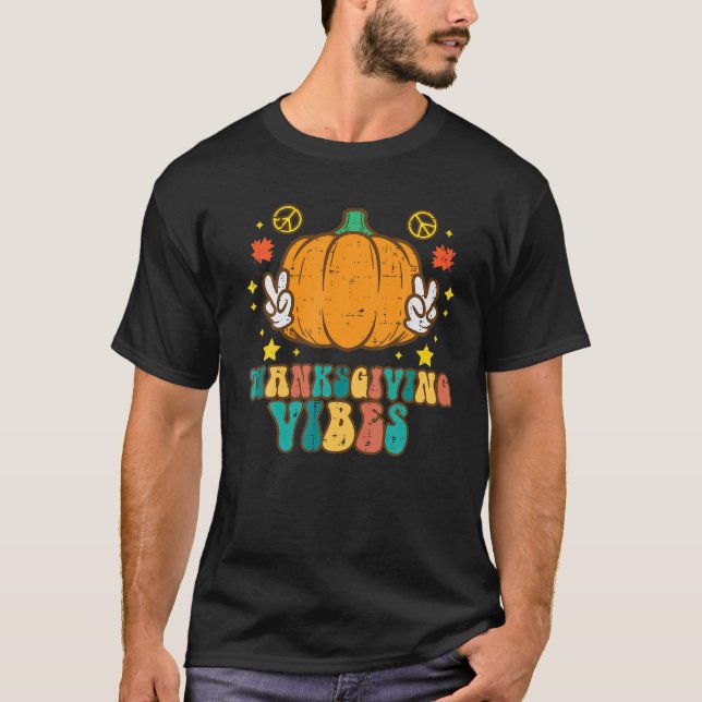 T-shirt Citrouille super Thanksgiving Vibes mignonnes Hipp (Devant)