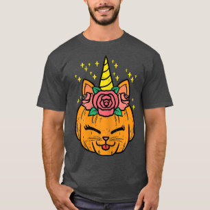 T-shirt Citrouille Unicorn Chat Cute Costume Halloween Fil