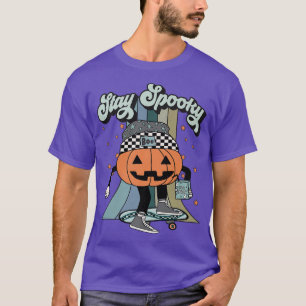 T-shirt Citrouille Visage Restez Éffrayant Effrayant Hallo