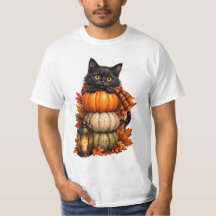 Citrouilles empilées pour Halloween avec chat noir