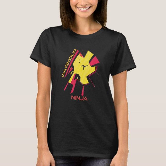 T-shirt City Ninja Parkour Jumping Buildings Freestyle Run (Devant)