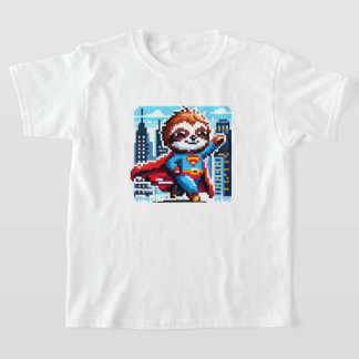 T-shirt City Sloth Superhero - Pixel Art Urban Hero