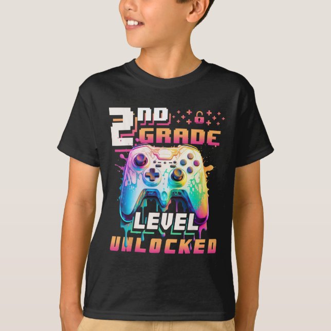 T-shirt Ck To School 2nd Grade Boys Gamer First Day School (Devant)