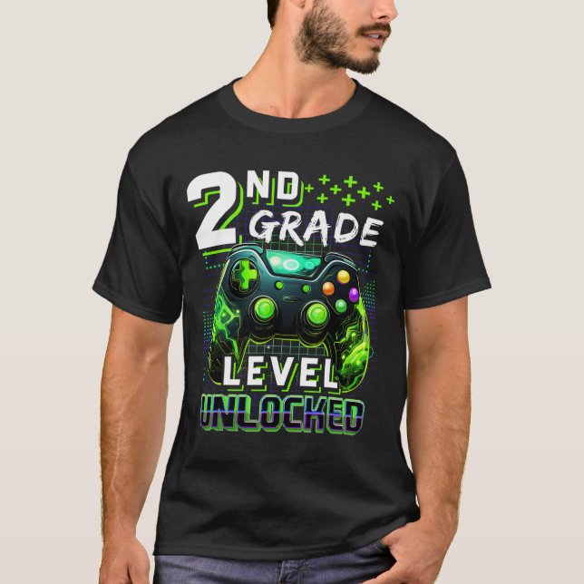 T-shirt Ck To School 2nd Grade Boys Gamer First Day School (Devant)