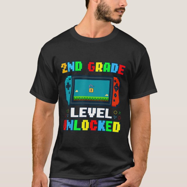 T-shirt Ck To School 2nd Grade Level Unlocked Gamer Kids B (Devant)