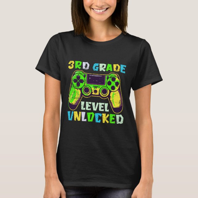 T-shirt Ck To School 3rd Grade Boys Gamer First Day Third  (Devant)