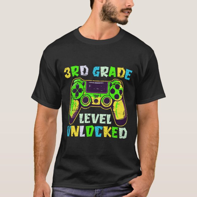T-shirt Ck To School 3rd Grade Boys Gamer First Day Third  (Devant)