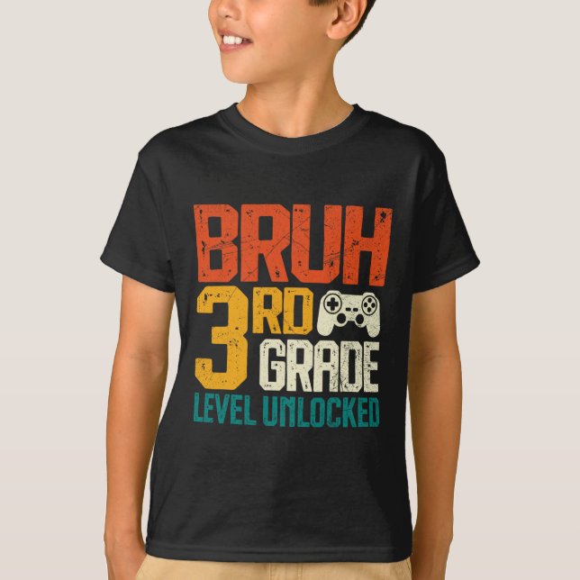 T-shirt Ck To School 3rd Grade Gamer Bruh 3rd Grade Level  (Devant)
