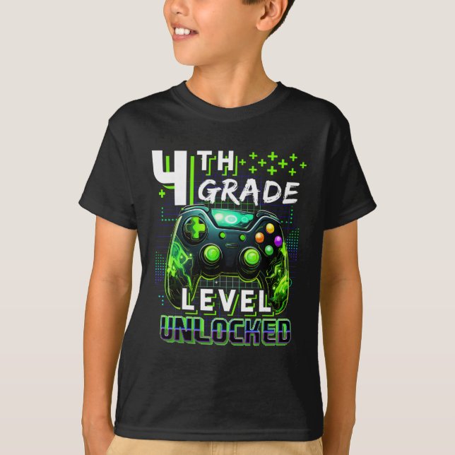 T-shirt Ck To School 4th Grade Boys Gamer First Day School (Devant)