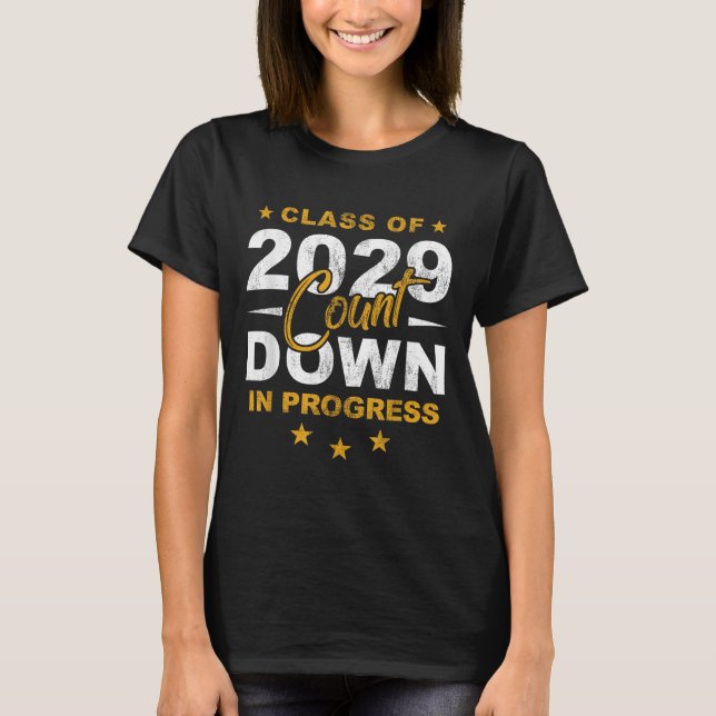 T-shirt Cl Of 2029 Count Down Graduating Fun First Day 8th (Devant)