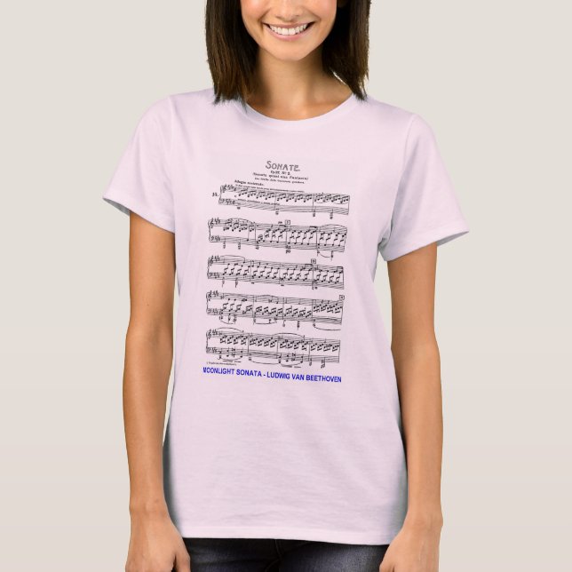 T-shirt Clair de Lune-Sonate-Ludwig-Beethoven (Devant)
