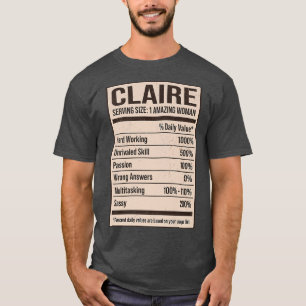 T-shirt Claire Nutrition Facts Name Nickname Alias Title F