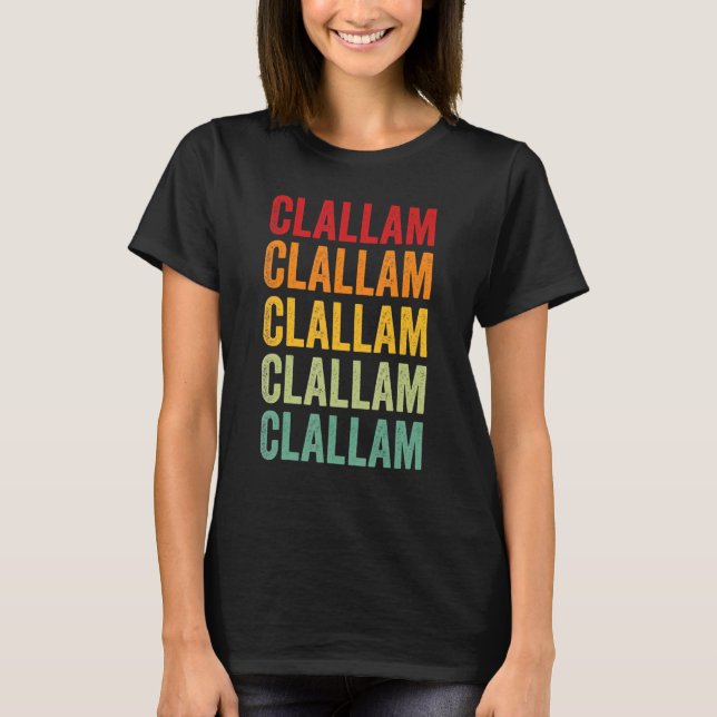 T-shirt Clallam County Washington Rainbow Text Design (Devant)