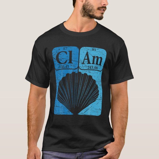 T-shirt Clam Éléments de tableau périodique fruits de mer  (Devant)