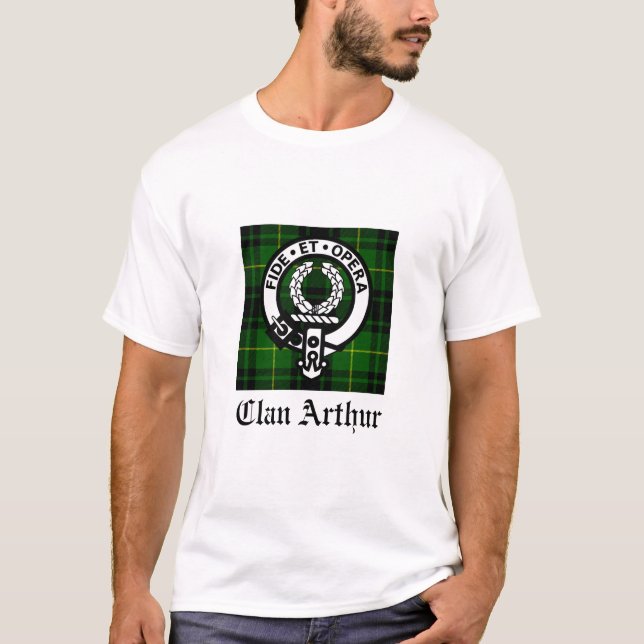 T-shirt Clan Arthur Crest Badge & Tartan (Devant)