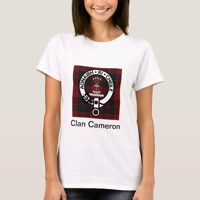 T-shirt Clan Cameron Crest & Tartan (Devant)