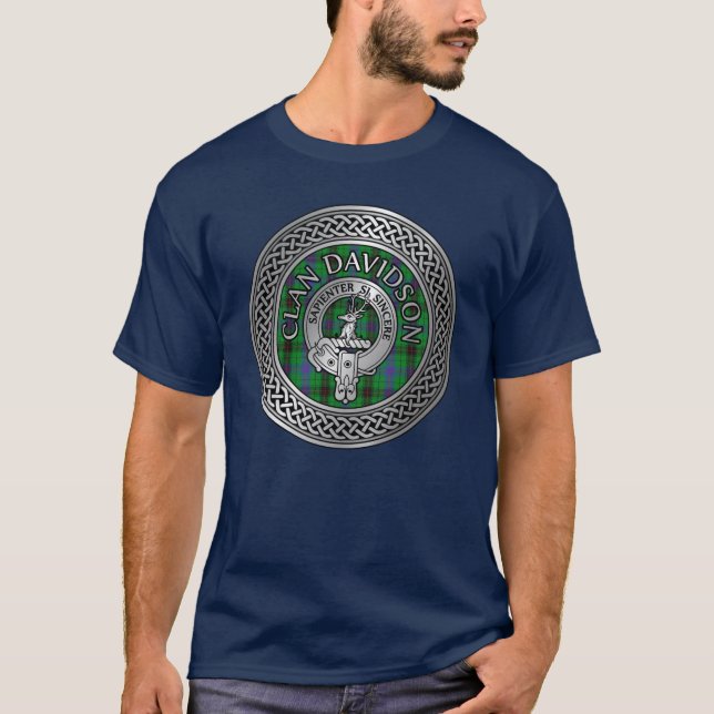 T-shirt Clan Davidson Crest & Tartan Knot (Devant)