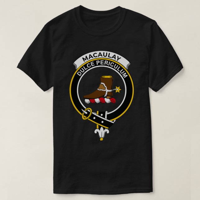 T-shirt Clan écossais de la crête MacAulay Clan Tartan 1 (Design devant)