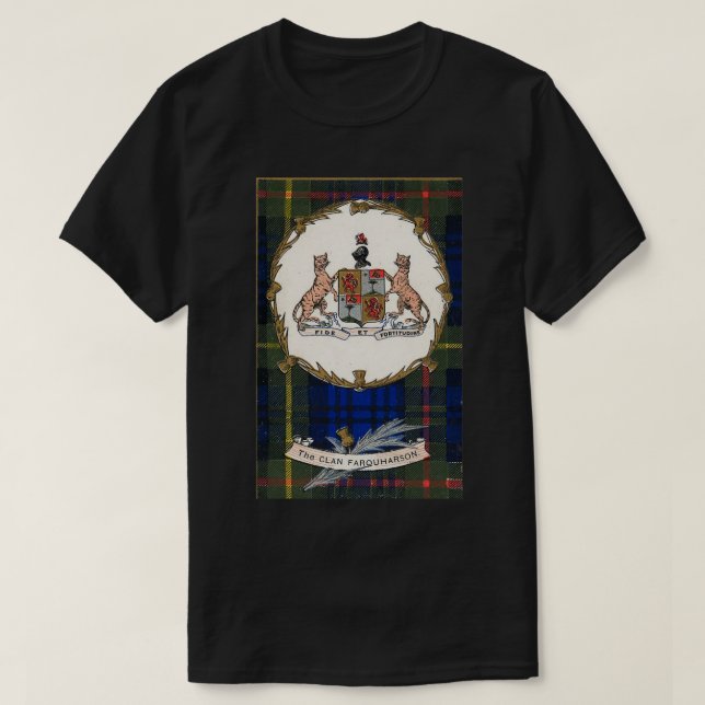 T-shirt Clan Farquharson Insigne de crête de Tartan Vintag (Design devant)
