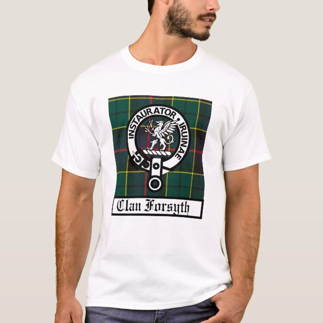 T-shirt Clan Forsyth Crest Badge et Tartan (Devant)