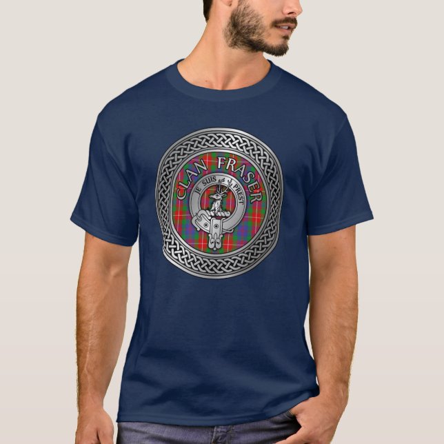 T-shirt Clan Fraser Crest & Tartan Knot (Devant)