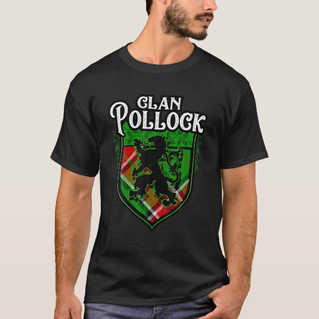 T-shirt Clan Pollock Nom de famille Scottish Tartan Lion R (Devant)