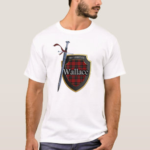 T-shirt Clan Wallace Tartan Scottish Shield & Sword