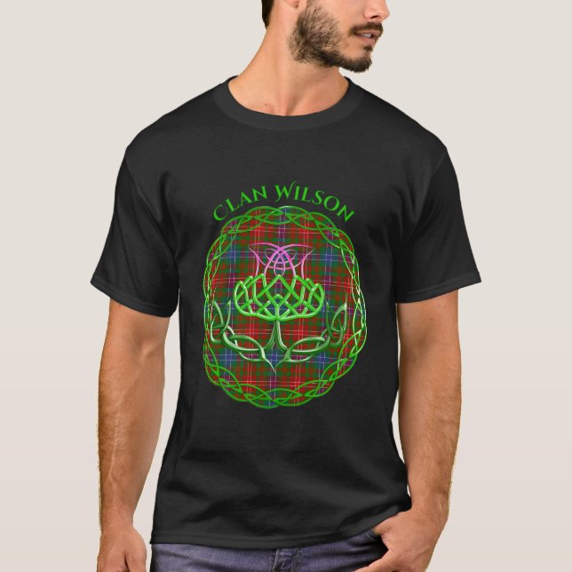 T-shirt Clan Wilson Scottish Tan Celtic Thistle (Devant)