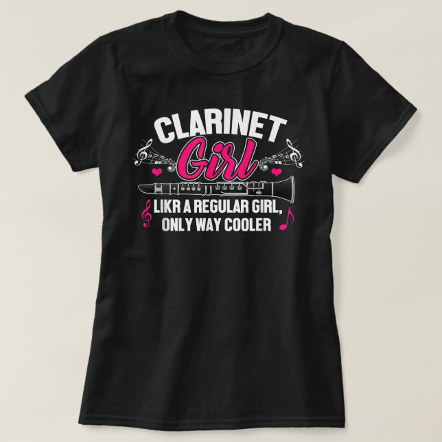 T-shirt Clarinet Girl Funny mignon Marching Band Cadeaux M (Design devant)